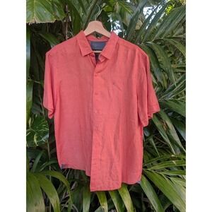 Abito Collezioni 100% Linen Short Sleeve orange Shirt size M